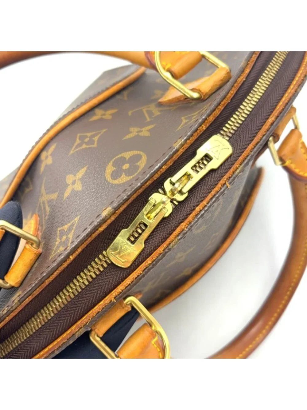 Louis Vuitton Ellipse MM Monogram Leather Brown Handbag Gold
